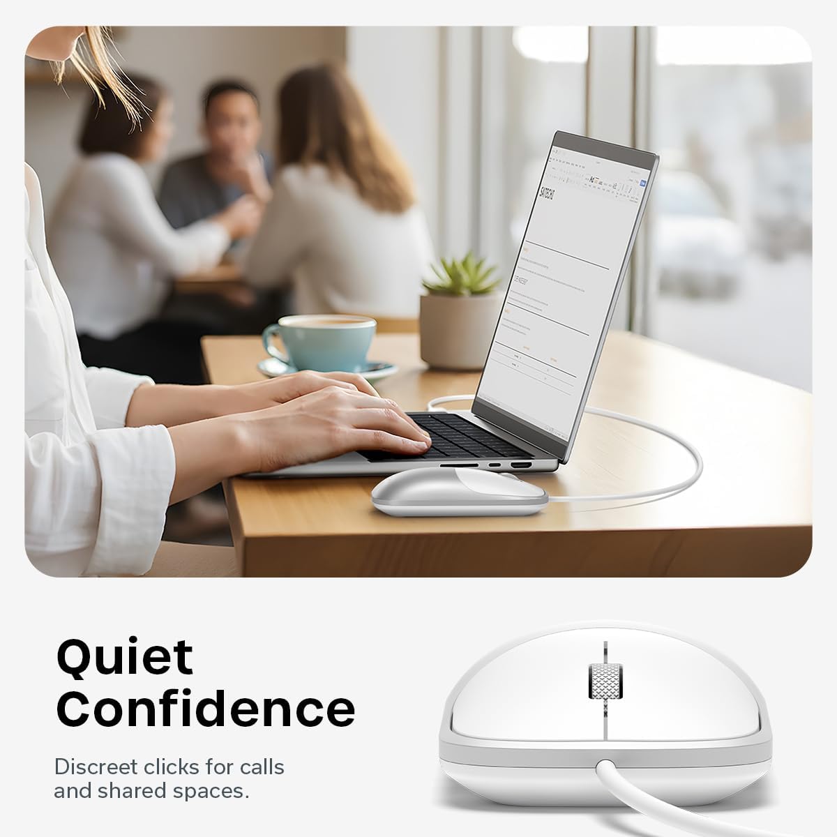 Satechi Slim LX Wired Mouse, Aluminum Design with USB-C Connectivity, Quiet Click Performance, Designed for Mac and PC Setups, Silver
