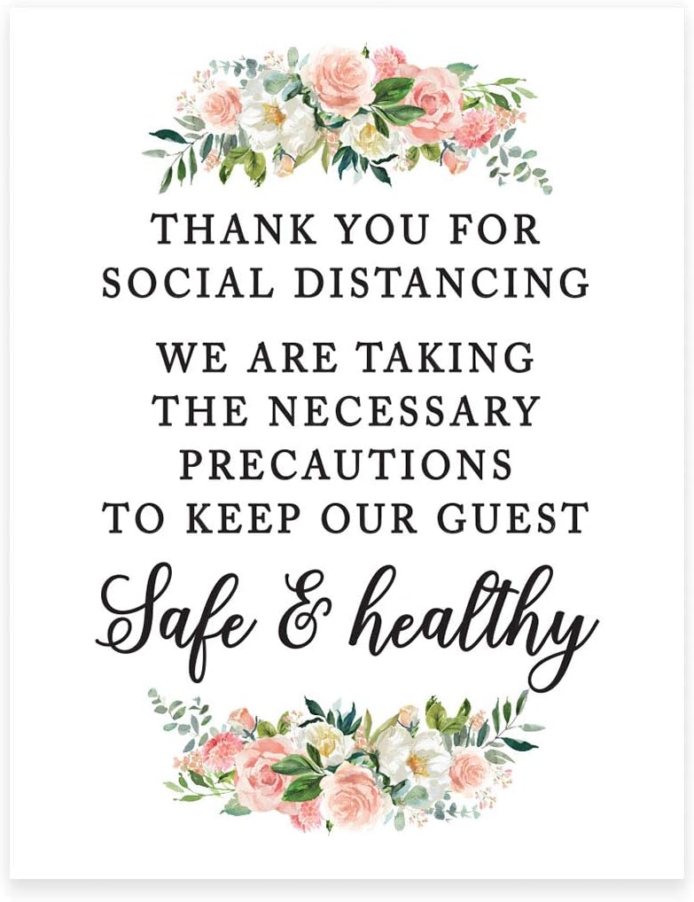 Andaz Press Social Distancing Safety First Thank You For Social Distancing, We Are Taking The Necessary Precautions Business Signs, 10-Pack 8.5" x 11" Labels, Vinyl Sticker Decals