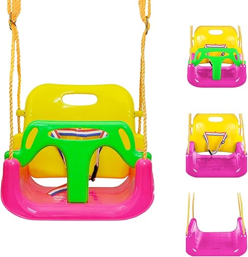 IFOYO Asiento oscilante para niños, 3 en 1, silla columpio para niños pequeños, asiento de columpio desmontable, respaldo alto, juego de columpio