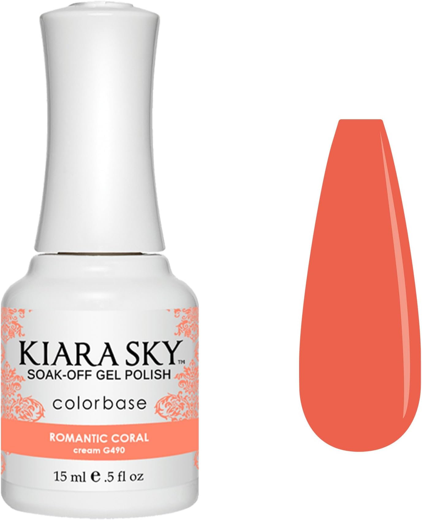 Kiara Sky Soak Off Gel Nail Polish 0.5 fl oz, ROMANTIC CORAL (G490)