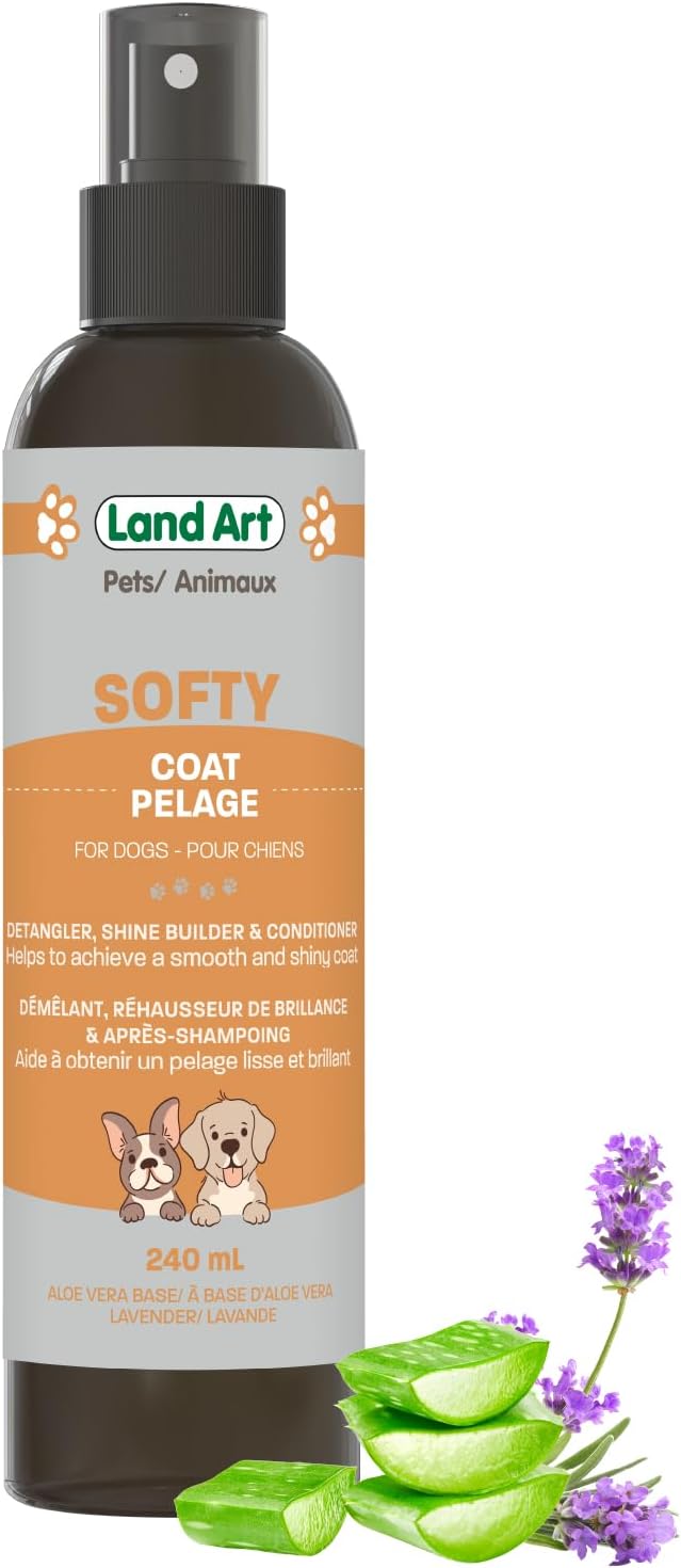 Detangler, Shine Builder & Conditioner – for Dogs – Helps to Achieve a Smooth and Shiny Coat – Made with Certified Organic Aloe Vera – 240ml – Made in Canada