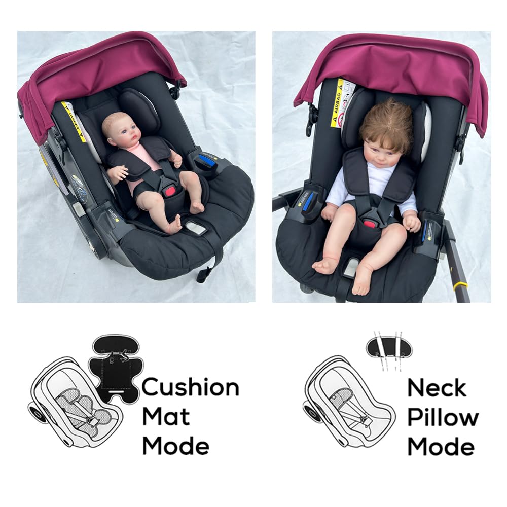 Cuscino di supporto per la testa e il corpo, compatibile con seggiolino auto e passeggino Doona, spessore regolabile, tessuto a rete traspirante delicato sulla pelle