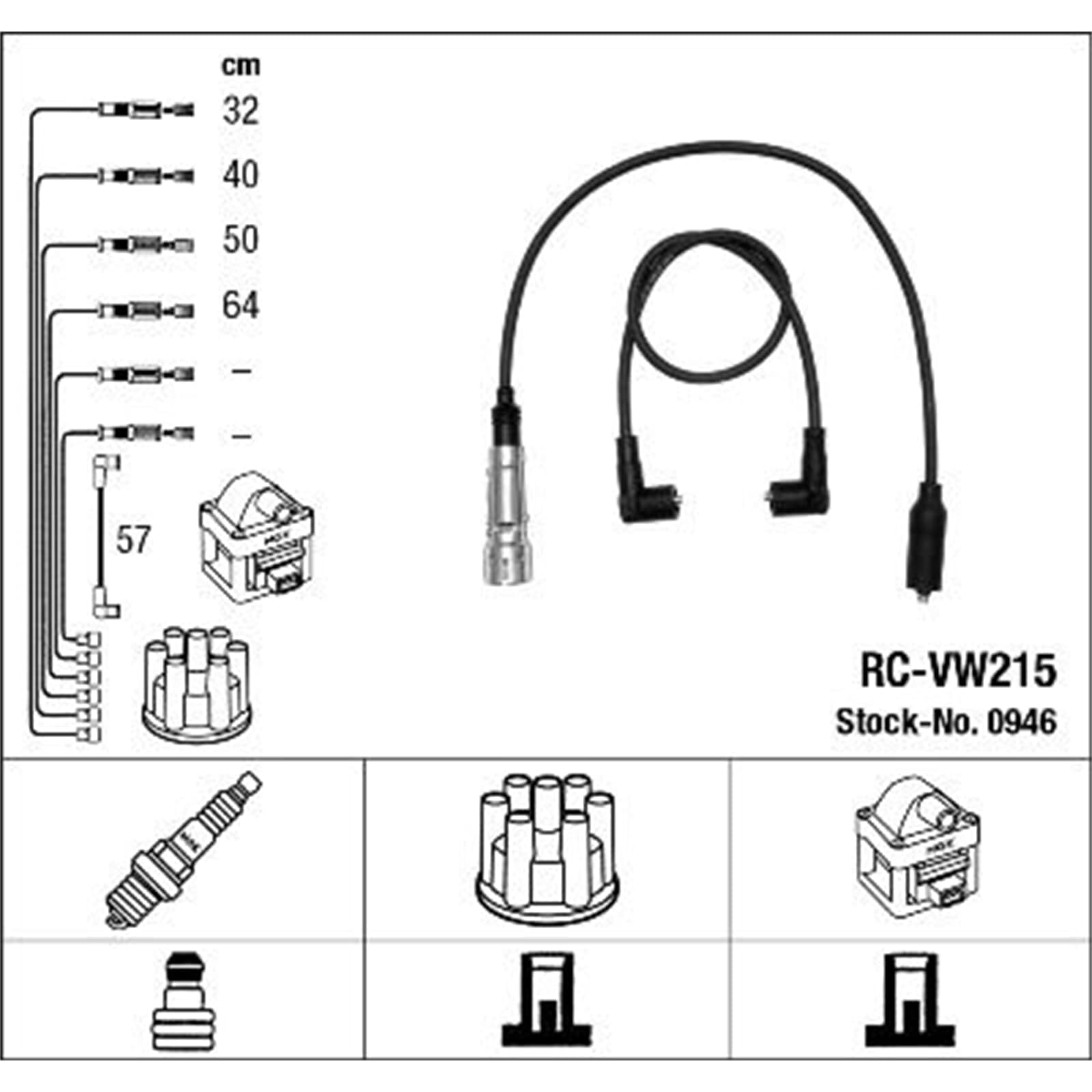 Cavo candela NGK | RC-VW215, 0946