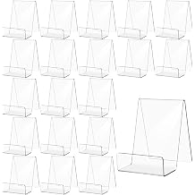 20 Pack Acrylic Book Display Stand, 4 Inch Thickened Transparent Book Tablet Holde,r, Clear Easel Stand for Displaying Books, Pictures, Tablets, CDs, Artworks, Newspaper, Magazines