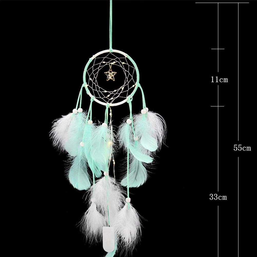 LOGOFUN 2PCS Dream Catcher Wall Decorations Dreamcatchers with Lights LED Handmade Feather Dream Catcher for Wedding Home Decor