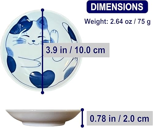 Miniatura 2 de Nekochigura - Juego de platos pequeños japoneses, diseño de gatos lindos, para aperitivo, postre, sushi, salsa de soja, 3.94 x 0.8 pulgadas, juego