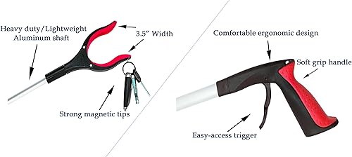 Miniatura 10 de Paquete de 2 herramientas de recogedor de basura, agarrador de basura plegable, agarrador de basura, jardín Nabber, recogedor de arena, agarrador