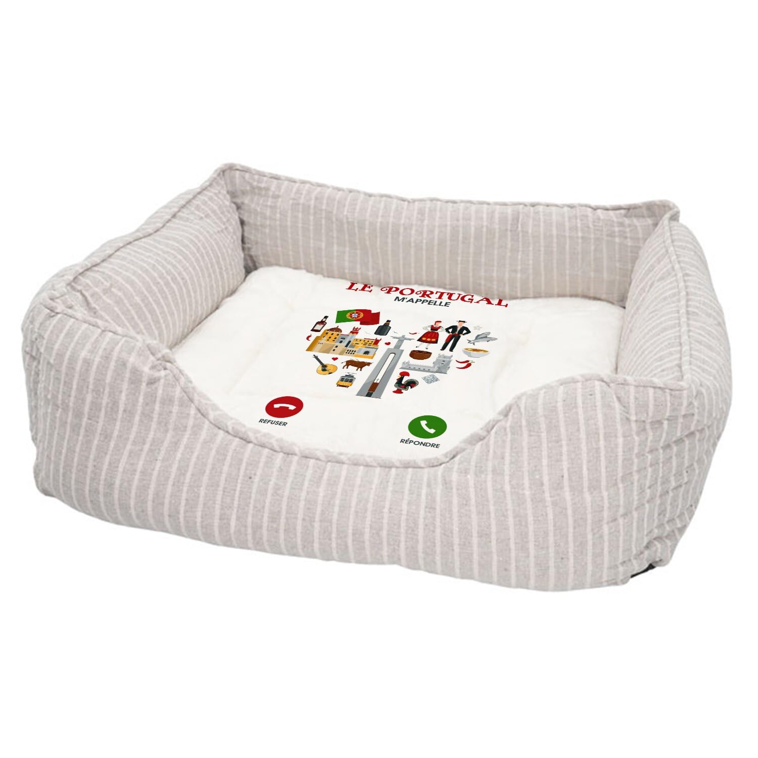 Panier pour chien et chat, lit déhoussable et lavable moelleux Portugal