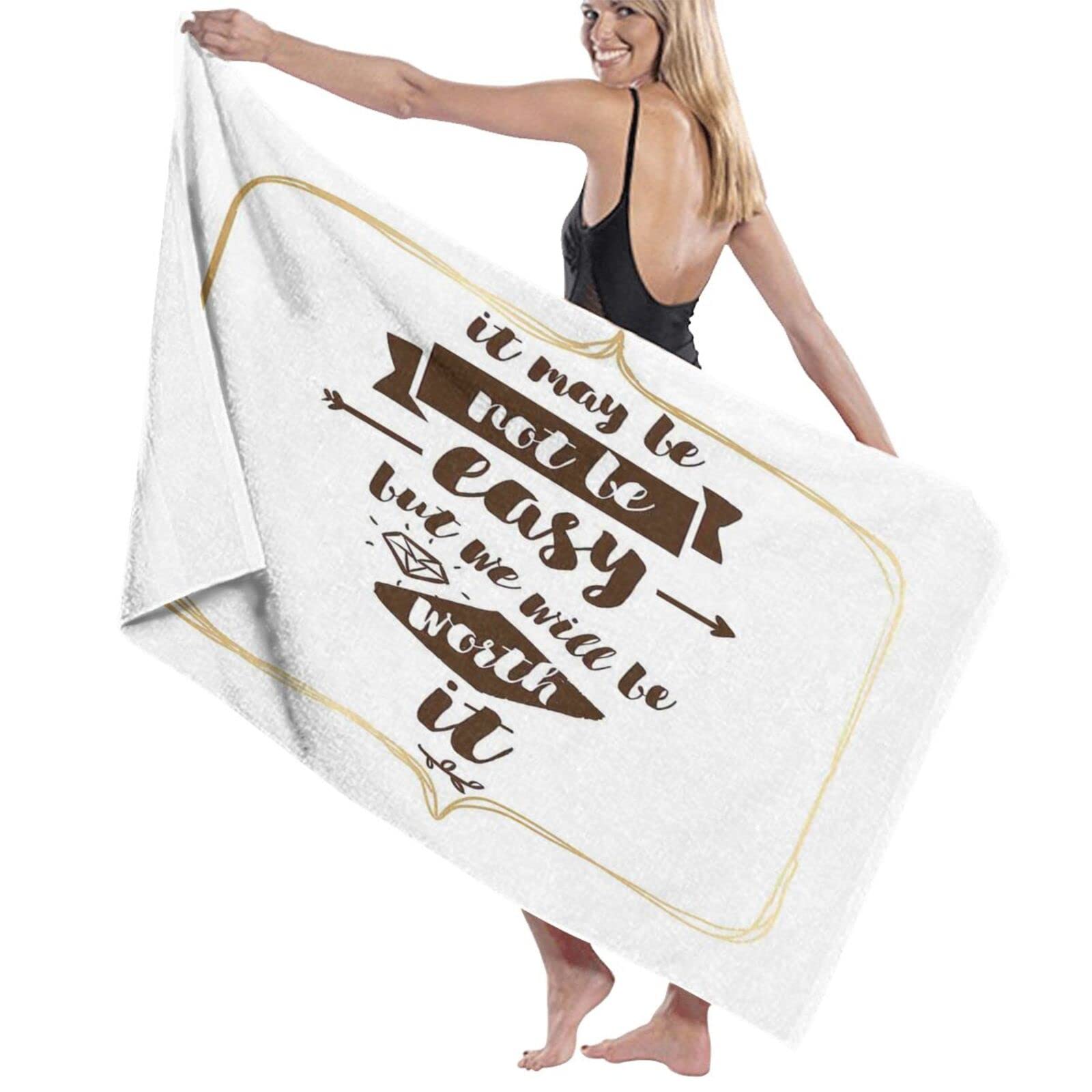 Serviette de bain légère 80 x 130 cm anti-encombrement au séchage rapide avec lettrage diamant