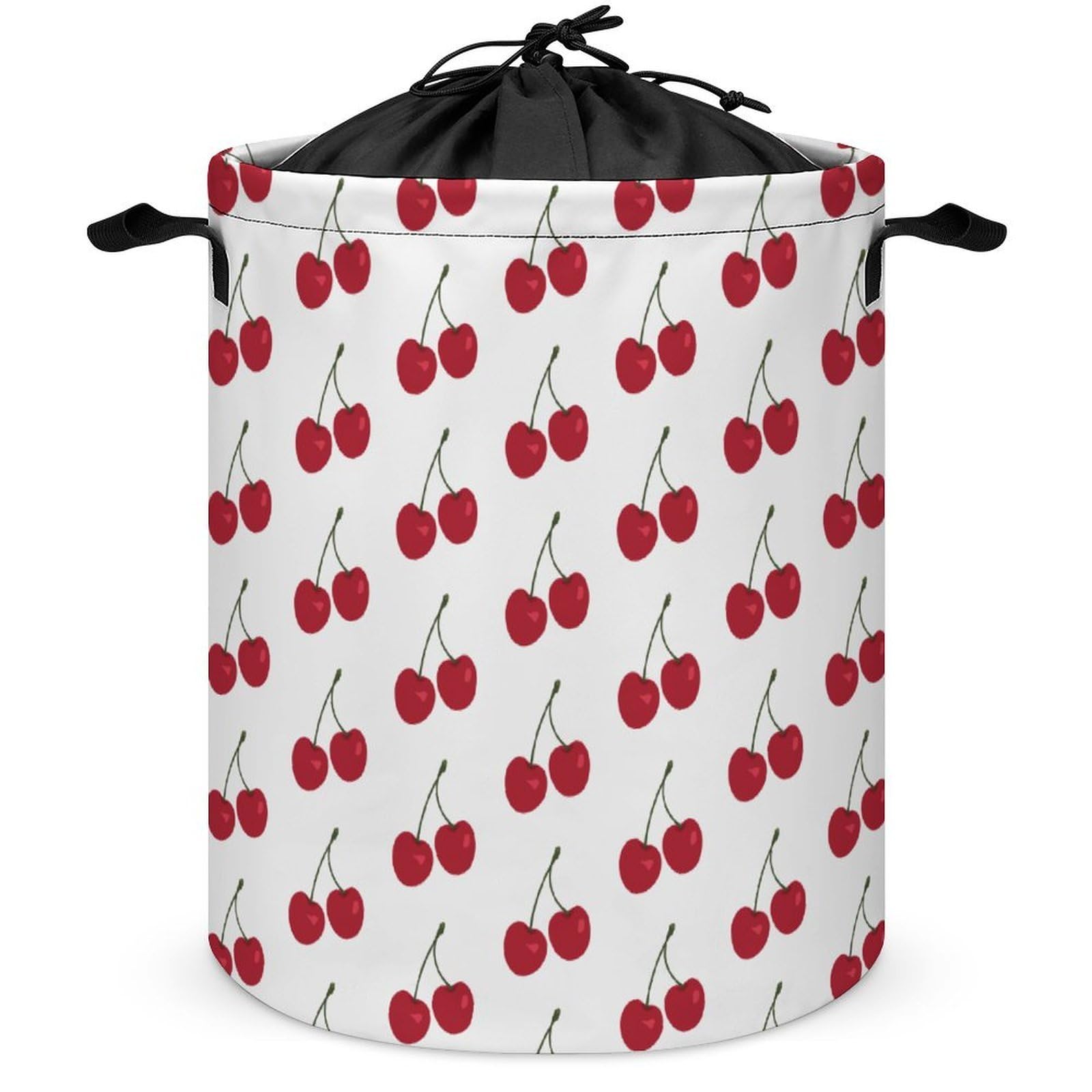 Wlntrophic Drawstring Laundry Hamper, Fruit Cherry Laundry Basket, Washing Basket with Handle