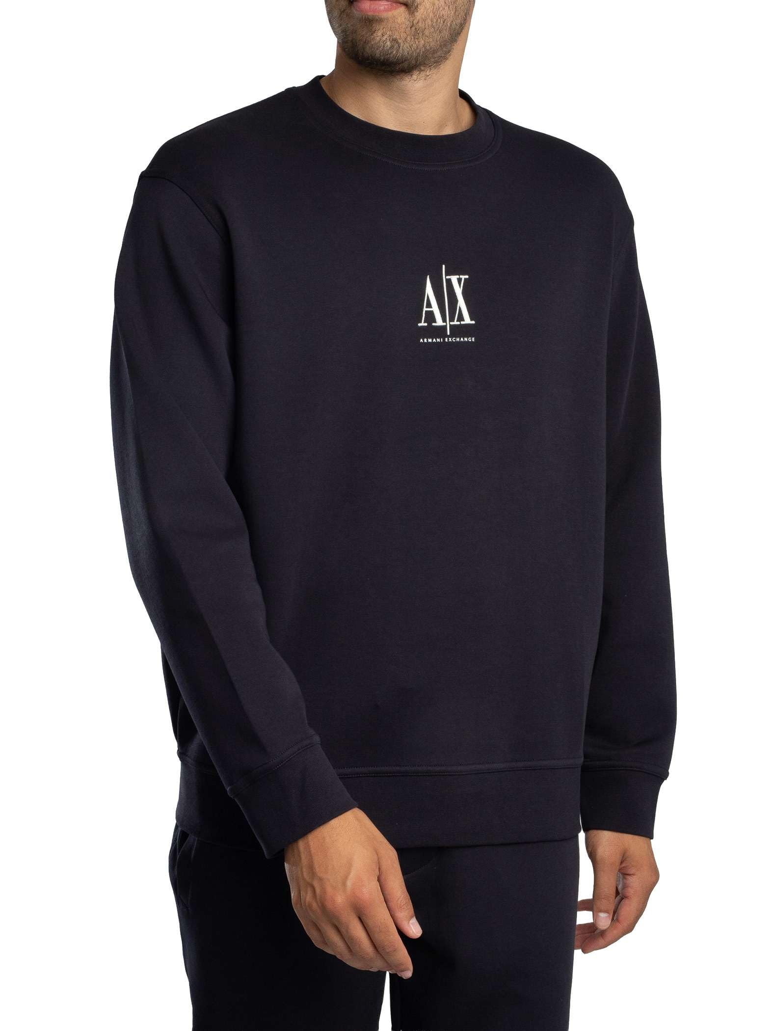Armani Exchange Men's, Icon Project, Embroidered Logo, Crewneck Sweatshirt, Deep Navy, XXL