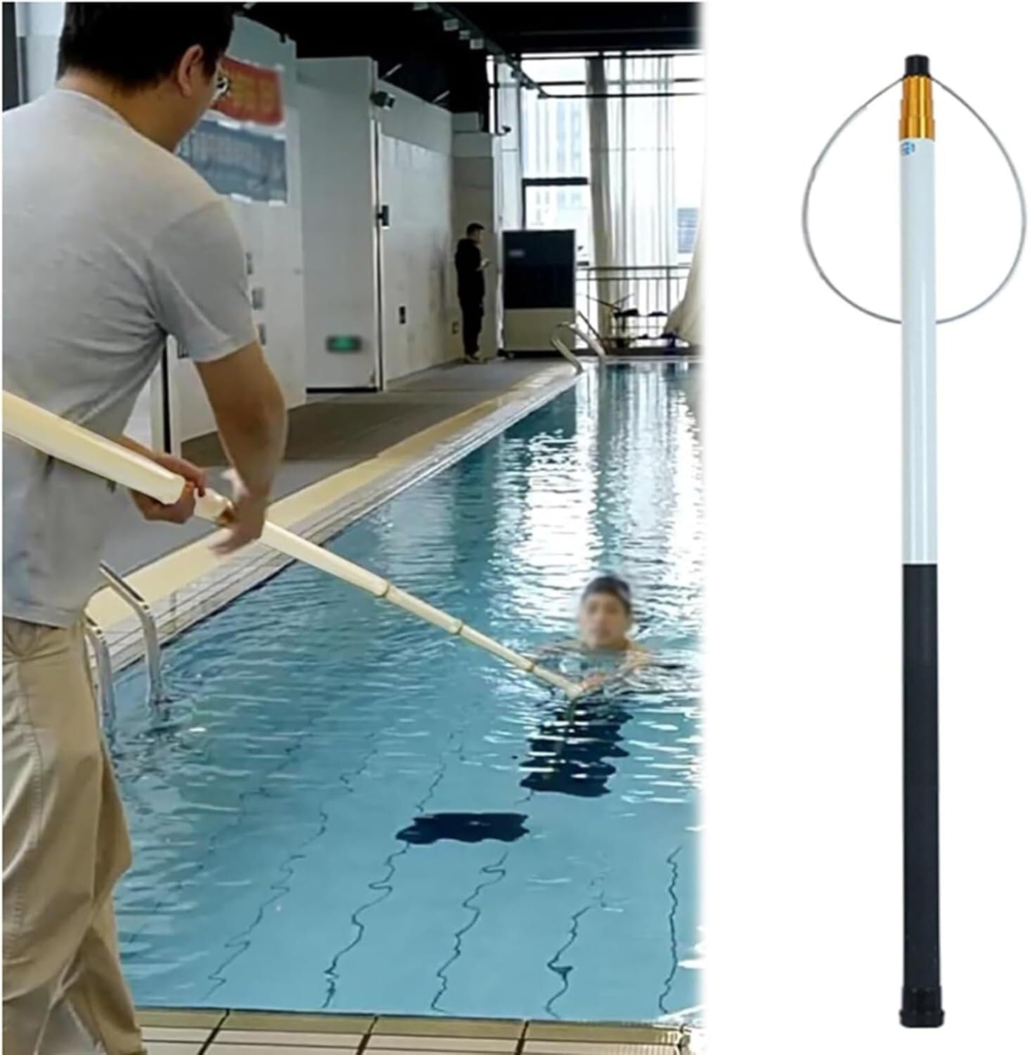 Échelle de Cordes d'évacuation Poteau de Sauvetage Piscine Extensible Blanc, for Le d'urgence(550 CM)