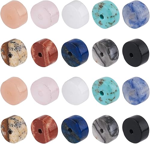 Craftdady 300 cuentas de disco Heishi de piedra natural, planas, redondas, ágata, cuarzo, jade, jaspe, cuentas sueltas de 6 x 0.118-0.138 in para