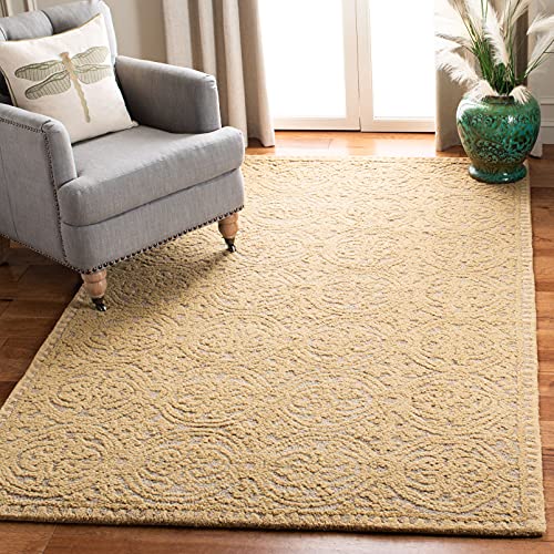 SAFAVIEH Cambridge Collection Area Rug - 5' x 8', Light Gold & Dark Gold, Handmade Moroccan Wool, Ideal for High Traffic Areas in Living Room, Bedroom (CAM233A)