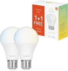 Hombli smarte LED Glühbirne E27, dimmbar, warmweiß bis kaltweiß CCT, 9W 800 Lumen, App-fähig, kompatibel mit Alexa, Google Assistant, Siri, 2er Pack