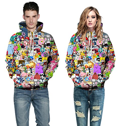 Xiaohudui Unisex Realistic Cartoon Printed 3D Street Style Cute Sweatshirt Pullover Hoodie For Men Women Gifts For Teen Boys 14-16 #TOP2
