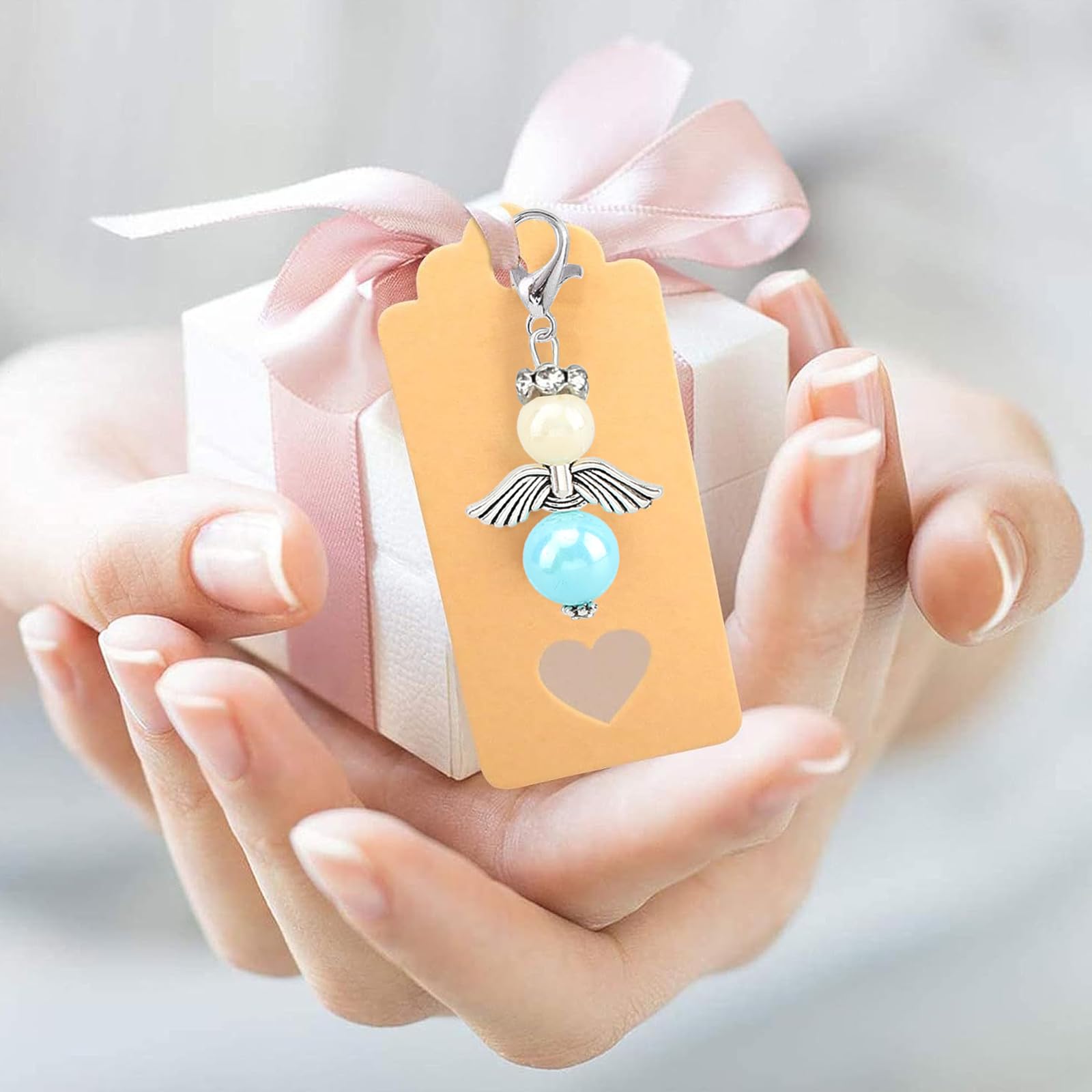 Trsnzul Ange Gardien Pendentifs 24 Sets Ange Pendant Fabrication Set Ailes D 'ange D'argent Perles Set Pendentif Ange Gardien Différent Perles Pour Fabrication Des Pendentifs Pour Bricolage Et Mariage