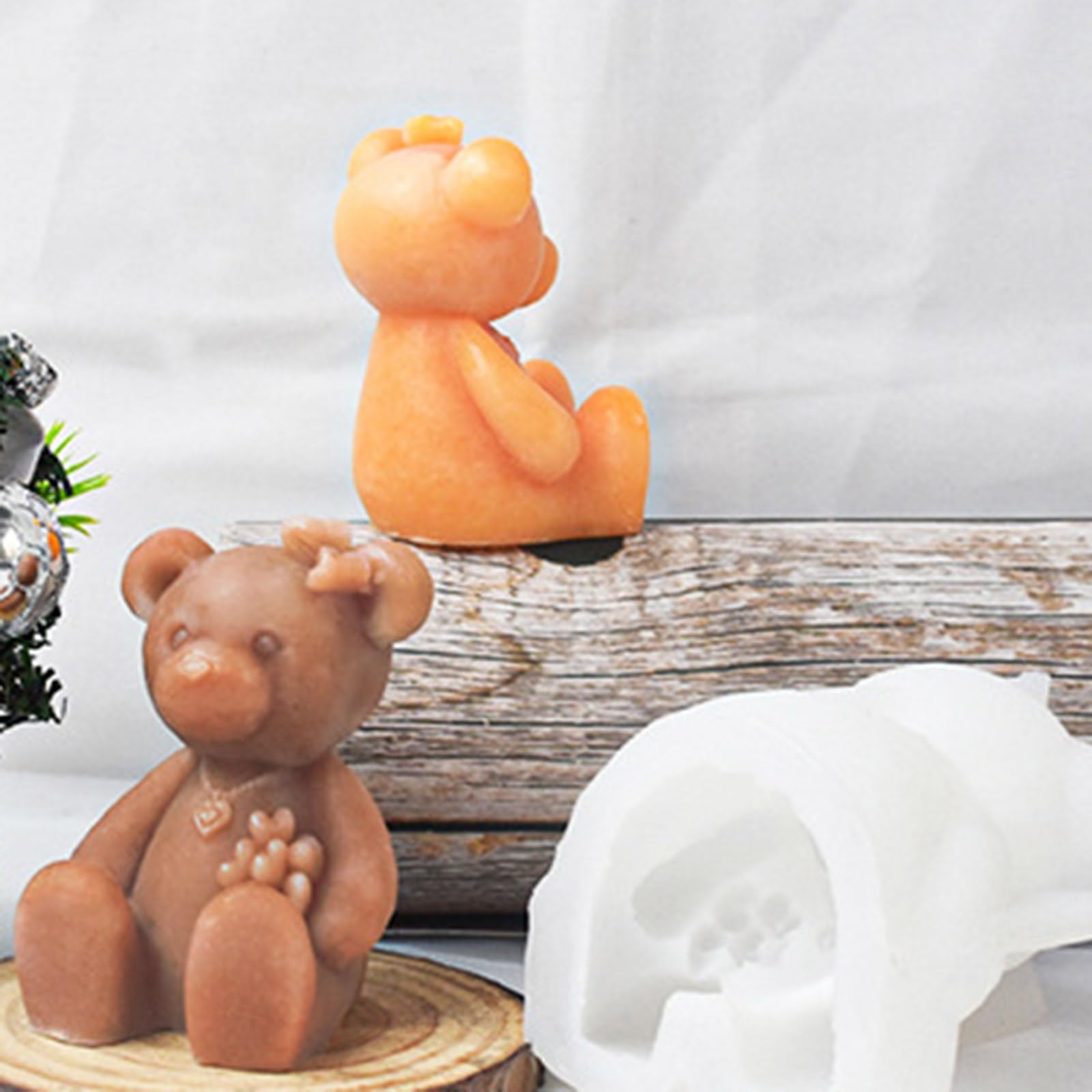 Moule En Silicone Ours De Noël - Bougie Parfumée Ours En Pain D'épice