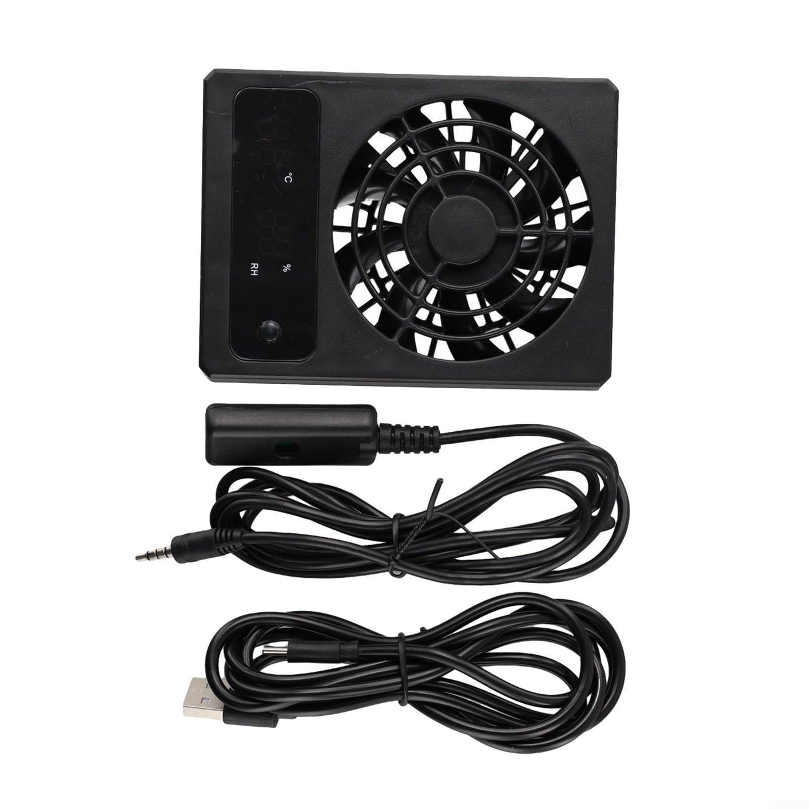 BEYOEE Terrarium Dehumidifier Fan - Automatic Humidity Reduction, Easy Installation, Temperature Display, Quiet 28dB Operation for Reptile Enclosures and Rainforest Habitats(Celsius),Celsius