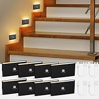 Vista 9 de wowatt Luz de escalera recargable con sensor de movimiento, luces nocturnas negras con montaje magnético, luces de escalón regulables