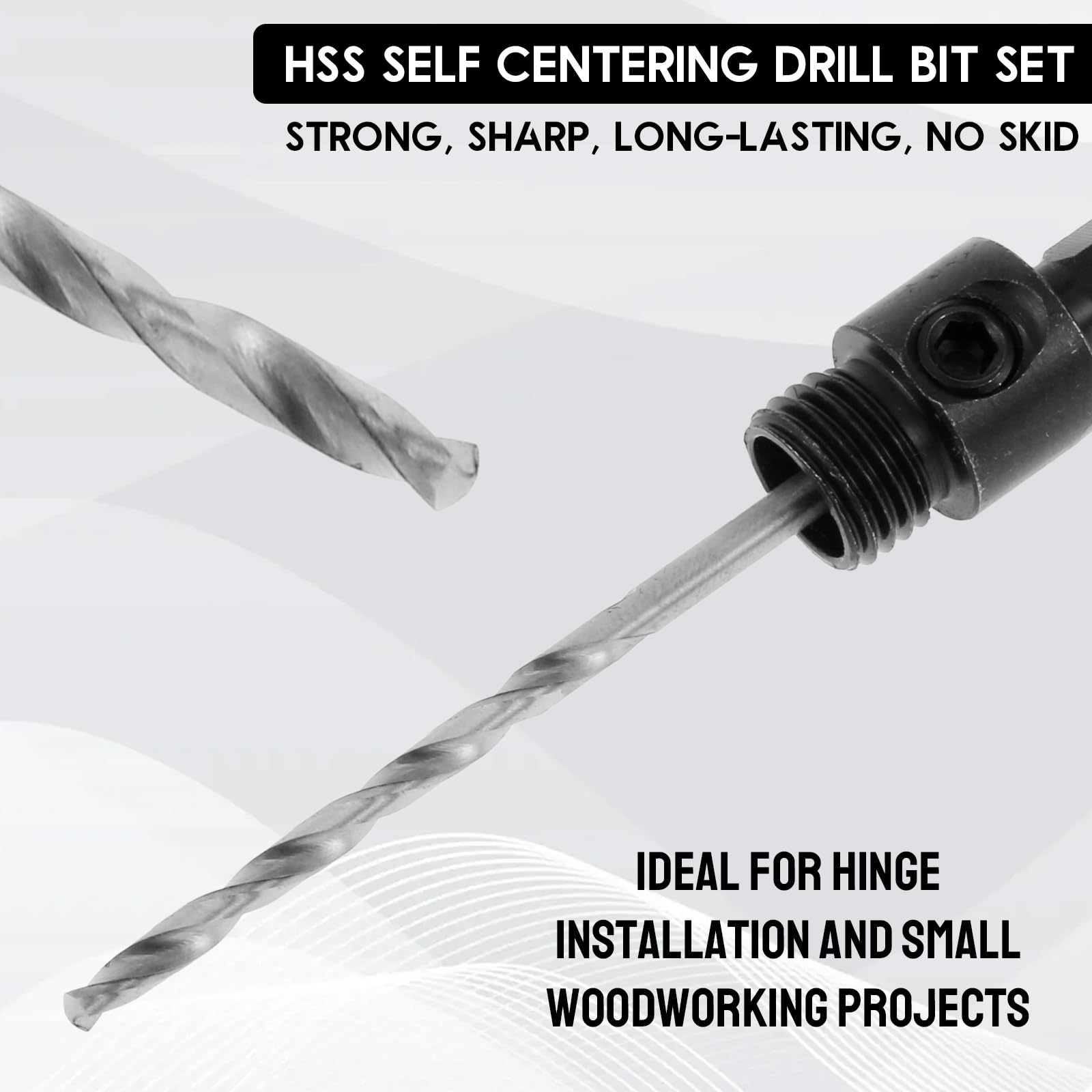 6-teiliges selbstzentrierendes Bohrer-Set, 3/32 Zoll, 7/64 Zoll, 1/8 Zoll – Zentrierbohrer-Set VIX Bit für 1/4-Zoll-Sechskantschaftbohrer, Mehrzweck-Scharnierbohrer-Set für Holzbearbeitung, Fenster