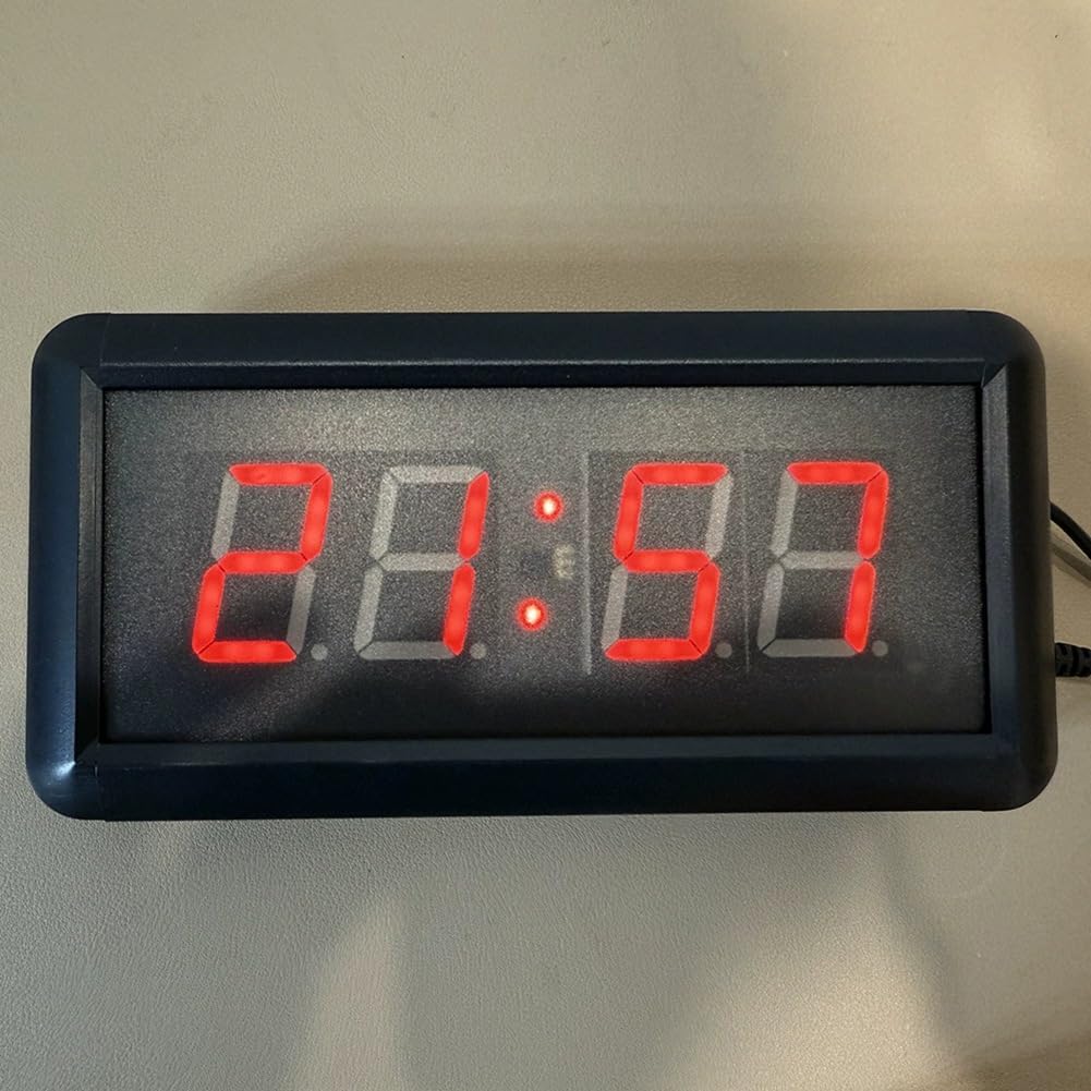 EU Plug LED Countdown Stopwatch Digital Wall Clock with Button Remote Control, Reset to Race Timer 10cm Big Button