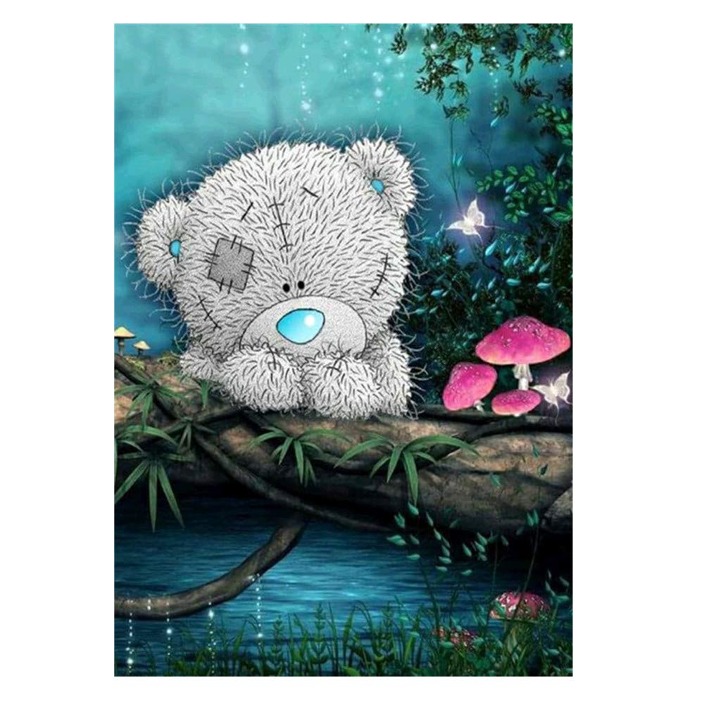 YaYiYo DIY 5D Diamond Painting by Number Kit, Rhinestone Pasted DIY Handmade Painting Embroidery Cross Stitch for Gift, Home Decor (Night Scenery Tree Doll Bear)