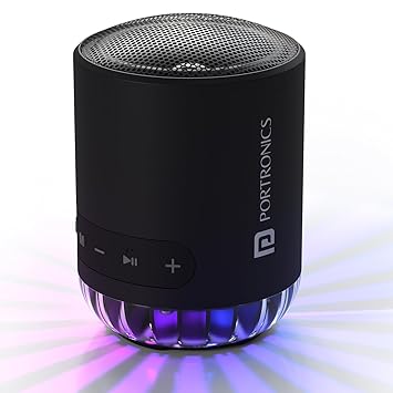 Portronics Soundpot Pro 20W Portable Bluetooth Speaker with in Built Mic, Immersive Sound, Upto 5 Hours Playtime, Ambient LED Light, TWS Mode, Bluetooth V5.3, USB Port, Type C Fast Charging(Black)