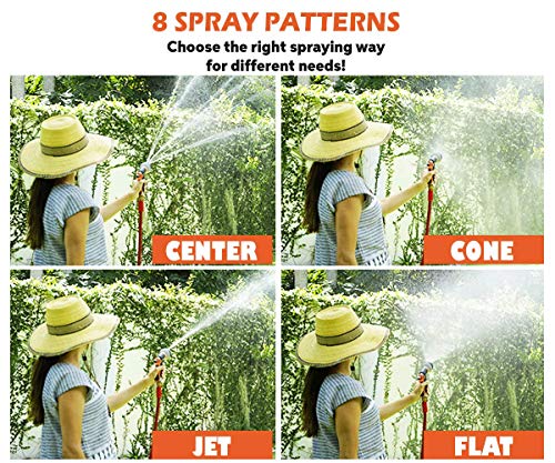 Garden Hose Nozzle | Hose Spray Nozzle | Water Hose Nozzle Sprayer | Heavy Duty 8 Adjustable Watering Patterns, Slip And Shock Resistant For Watering Plants, Cleaning, Car Wash And Showering Pets #TOP2