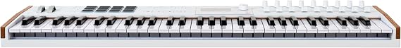 Arturia KeyLab Mk3 61 | 61-Tuş Master Klavye, Beyaz | 61 Aftertouch, yarı ağırlıklı tuş, renkli ekran 3,5, 9 kodlayıcı, 9 Fader, 12 RGB Pad, USB-C ve Din Midi