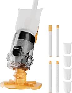Cordless Pool Vacuum with Telescopic Pole, 30 GPM Suction, Dual Filtration, Replaceable Battery, Handheld Rechargeable Pool Cleaner for Above Ground and Inground Pools