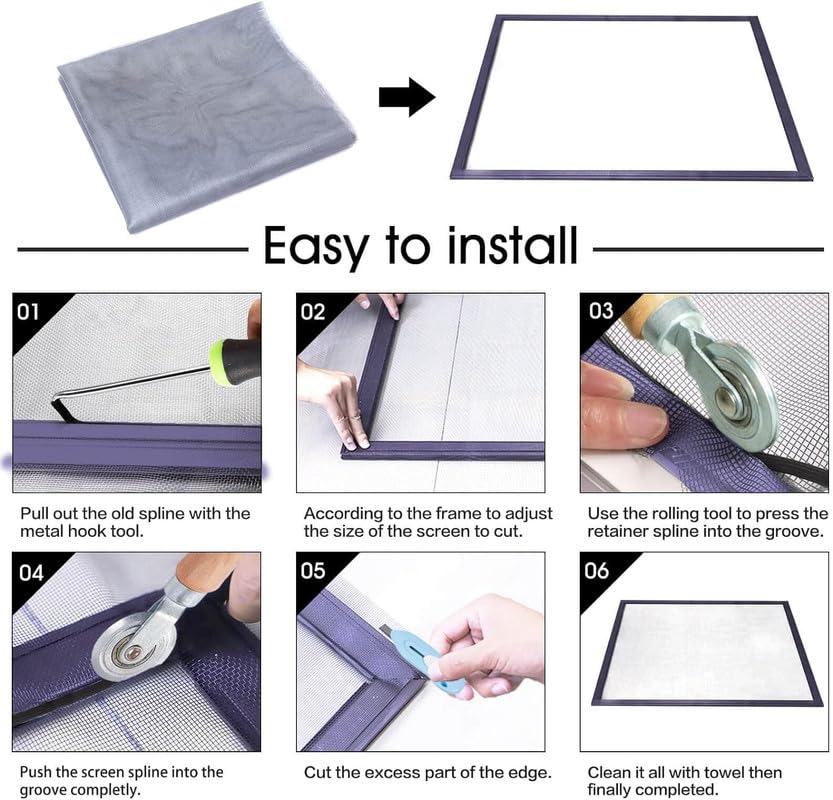 Image of Classic Mosquito Net 120 GSM Fiberglass Windows Mosquito Net Roll. DIY Cut to Any Size, for Small & Big Windows. Highly Durable and Best in Class (120cms*05meter, Color: Grey)