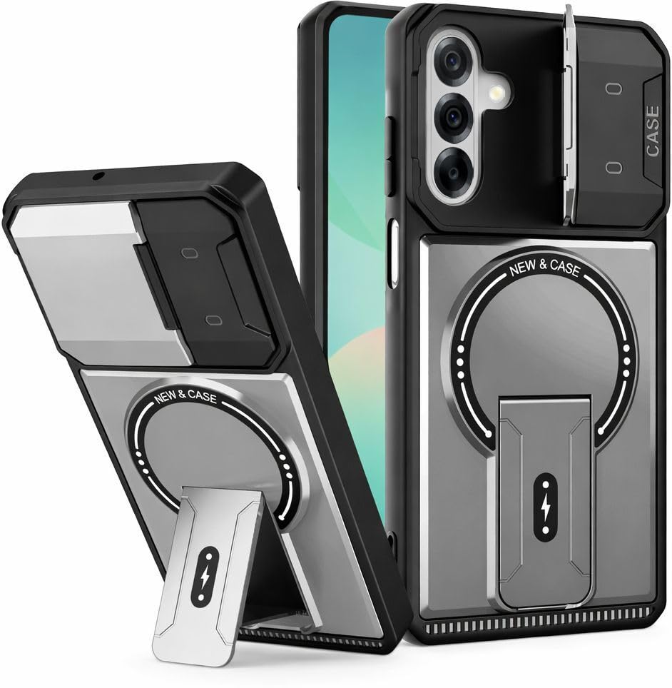 Image of Knotyy Sliding Camera Case for Samsung Galaxy A36 5G with 360 Ring Kickstand | Camera Lens Protector | Kickstand for Samsung Galaxy A36 5G (Grey)