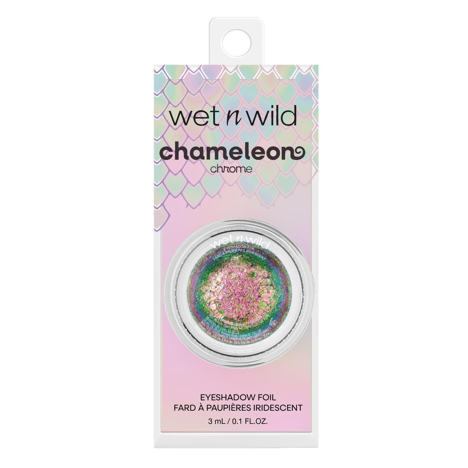 Wet n Wild Chameleon Chrome Eyeshadow Foil, Foliowy Cień do Powiek Odbijający Światło, Wielokolorowe Pigmenty Zapewniające Efekt Tęczy, Samoprzylepna, Łatwa do Rozcierania Formuła, Gravity Glitch