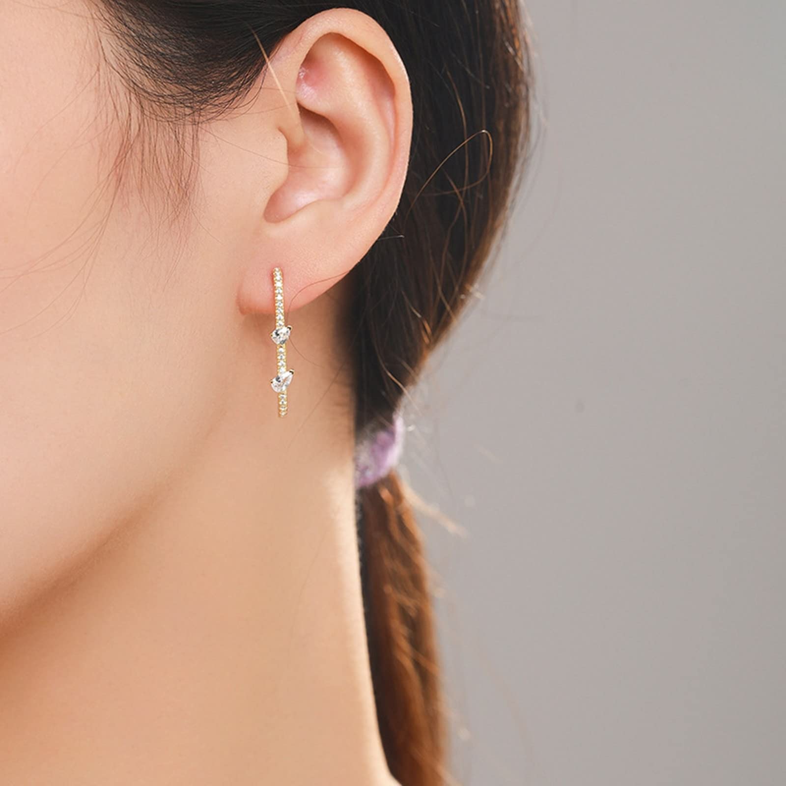 Pendientes de tuerca de plata de ley, aretes de metal para mujer, alambre de oreja con forma de pera, circonita cúbica, aretes de joyería sin níquel