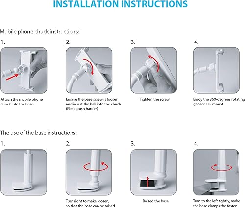 Miniatura 2 de ZUSLAB Tablet teléfono celular ajustable cuello de cisne universal cama soporte perezoso soporte soporte - brazo flexible 360 montaje clip soporte