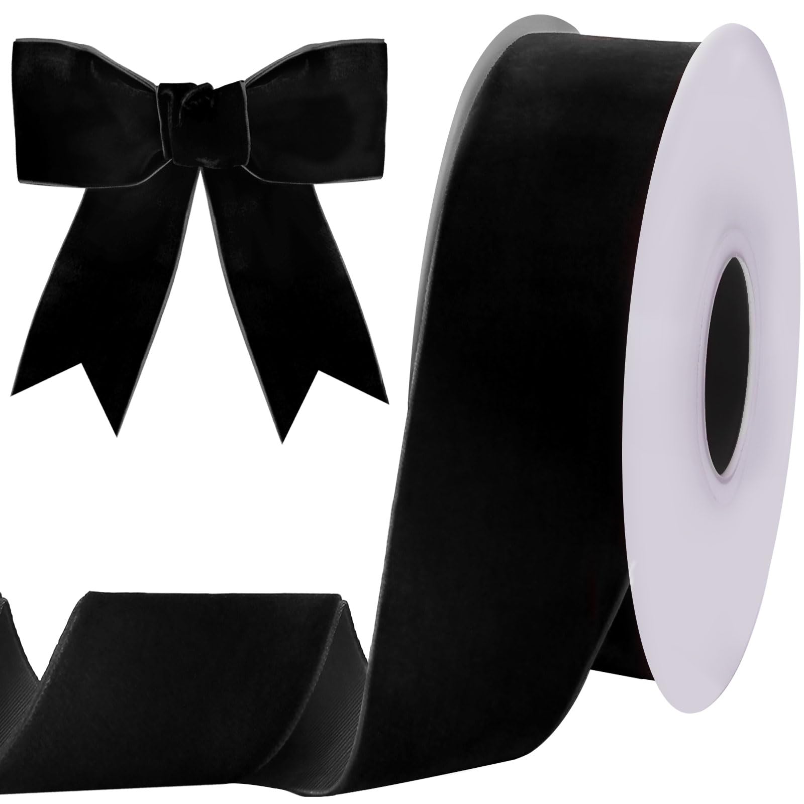 Tsorode 10 Yards Black Velvet Ribbon for Christmas Tree, 2 Inch