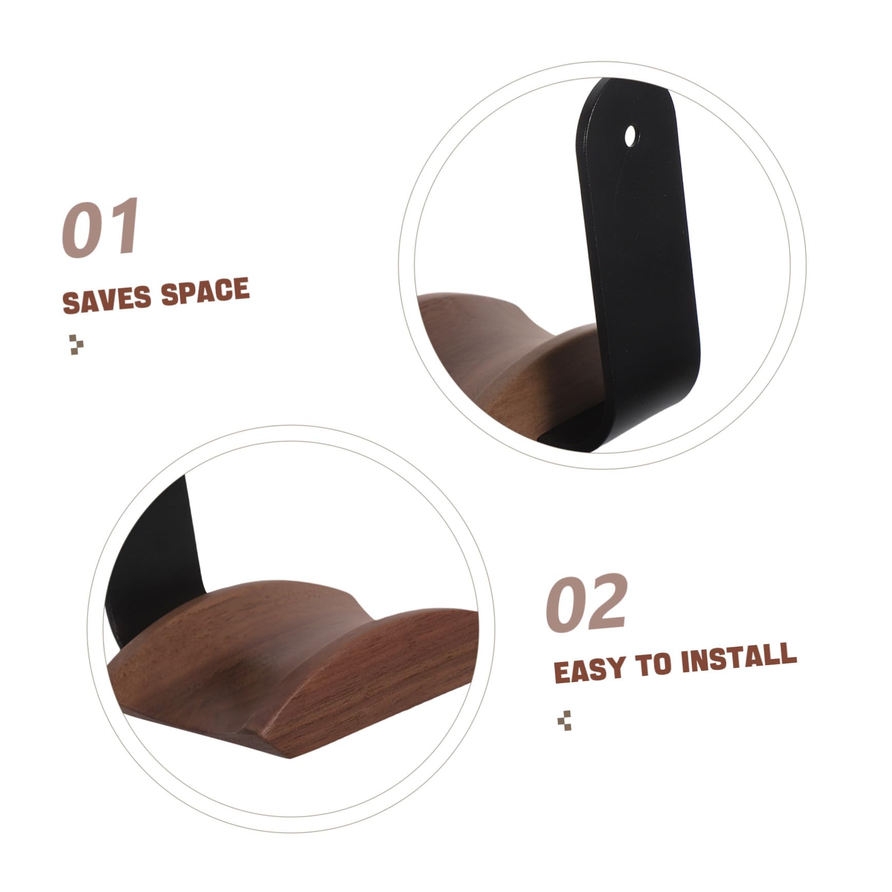 Hemobllo Soporte de Pared para Auriculares Madera Nogal Gancho Resistente Montaje Fácil para Oficina y Gaming