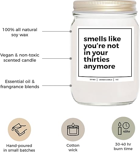 Miniatura 2 de YouNique Designs Vela de 40 cumpleaños de 8 onzas  Regalos de cumpleaños 40 para mujeres únicas  Divertidos regalos de cumpleaños 40 para personas