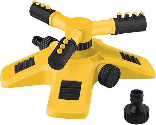 Miniatura 7 de Aspersor de césped, rociadores para patio, regadera giratoria de 360 con base de triple brazo, perfecto para jardines, granjas y patios, incluye
