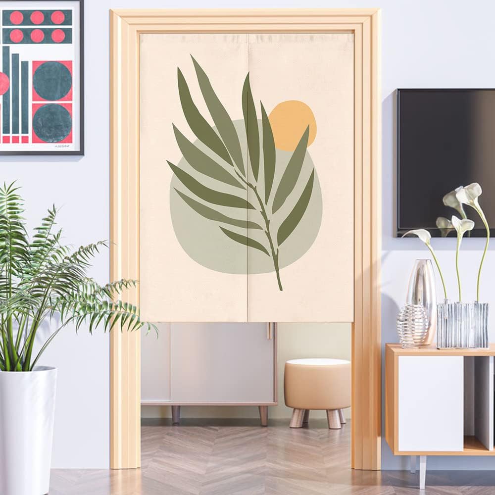 Morandi Abstract Door Curtain - Peephole Proof Household Partition, Hole Free Bedroom Half Curtain, Kitchen Doorway Customization