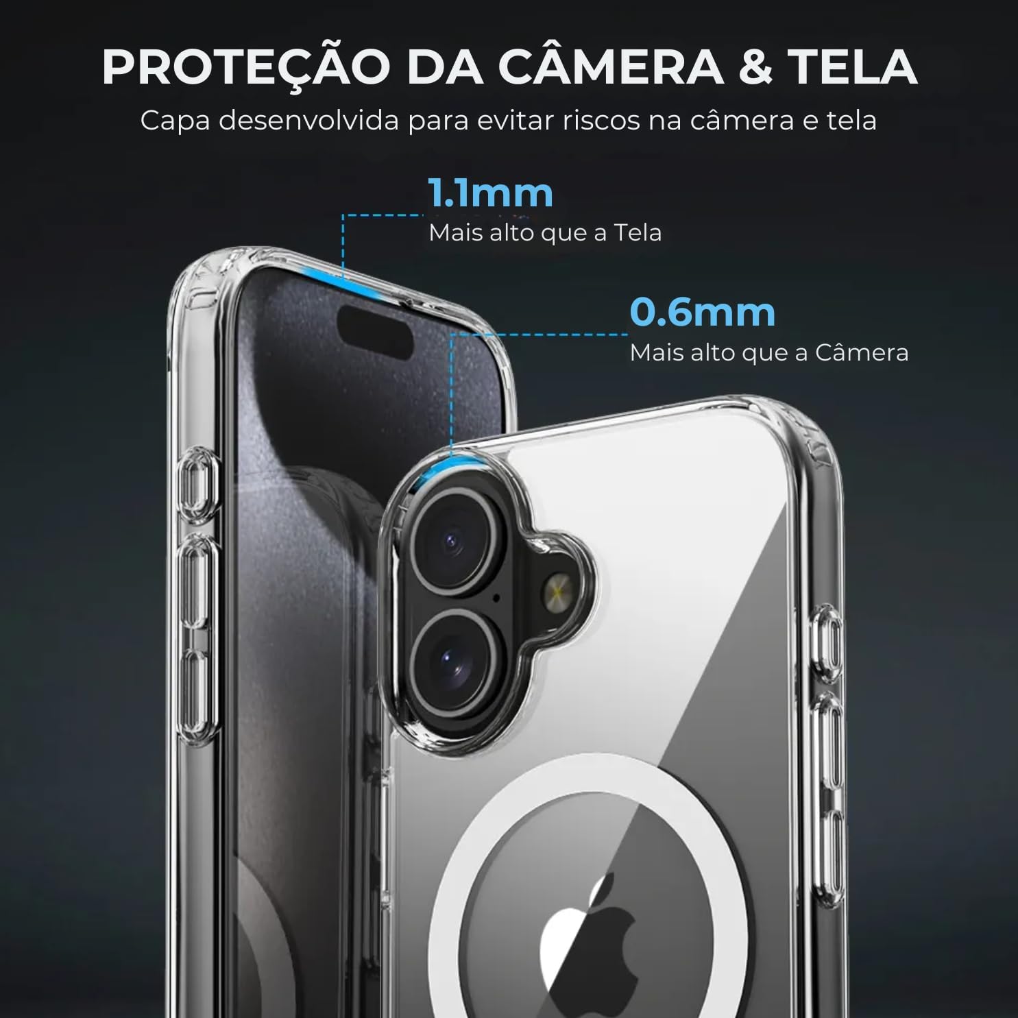 Capa Mag-safe para [iPhone 16 PLUS] Capinha Slim Magnetica com [Proteção de Câmera] Compatível com Mag-Safe Transparente Clear Case Anti-Amarelamento, Resistente a Riscos e Anti Impacto