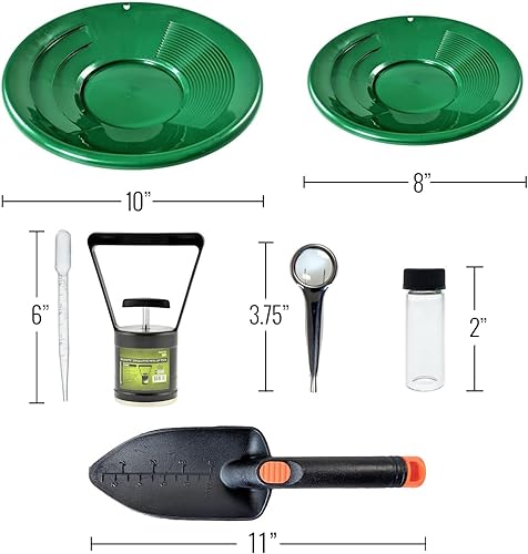 Miniatura 2 de ASR Outdoor Kit De Pan De Oro Herramientas De Prospección De Fiebre Del Oro Accesorios 10pc - Verde
