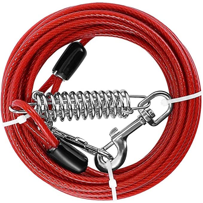 Woofy Heavy Duty Vinly Coated 20 Ft Tie-Out Cable/Leash for Dogs with Shock Spring Up to 60 Kg (Red) (B0C3DFLKPZ) Amazon Price History, Amazon Price Tracker