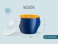 Vista 6 de KooK Juego de tazas de cerámica para sopa con tapa y asas, cuencos de 25 onzas aptos para microondas para cereales, avena nocturna, café, uso