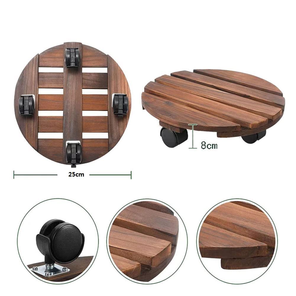 Pflanzentrolleys mit Rädern, robuster Topfwagen – rund ⌀25 cm – Vintage-Stil – Gartentopf – Ständer, Transportwagen (Durchmesser: 30 cm)