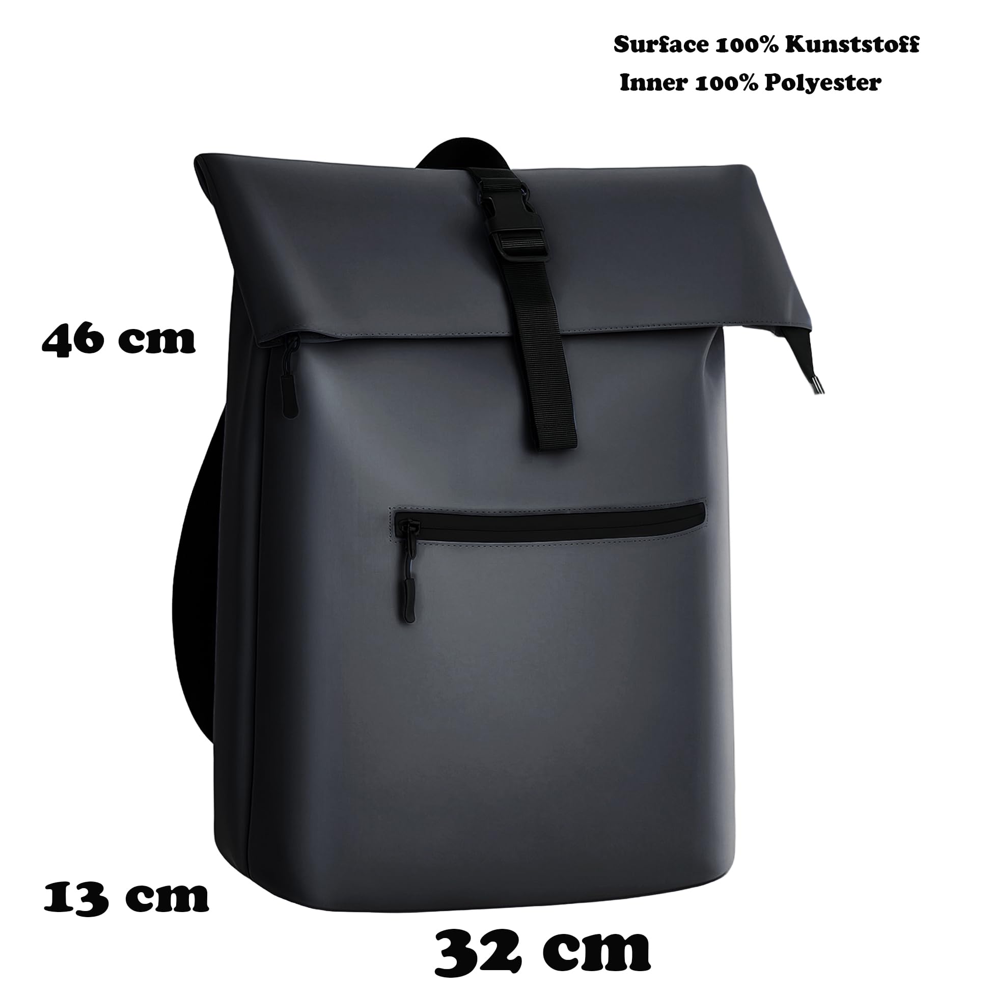 Gloop Rolltop Zaino impermeabile per uomo e donna, grande capacità, design classico con funzionalità, elegante zaino da viaggio per viaggi, ciclismo, Verde lucido, 32x13x46cm