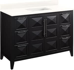 Signature Hardware 484527 Holmesdale 48" Single Basin Vanity Set with Mahogany Cabinet, Quartz Vanity Top, and Porcelain Rectangular Undermount Sink