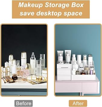 Koksi Makeup Organiser with Drawers – Large Capacity Acrylic Storage White – Vanity Organizer for Cosmetics, Skincare, Jewelry