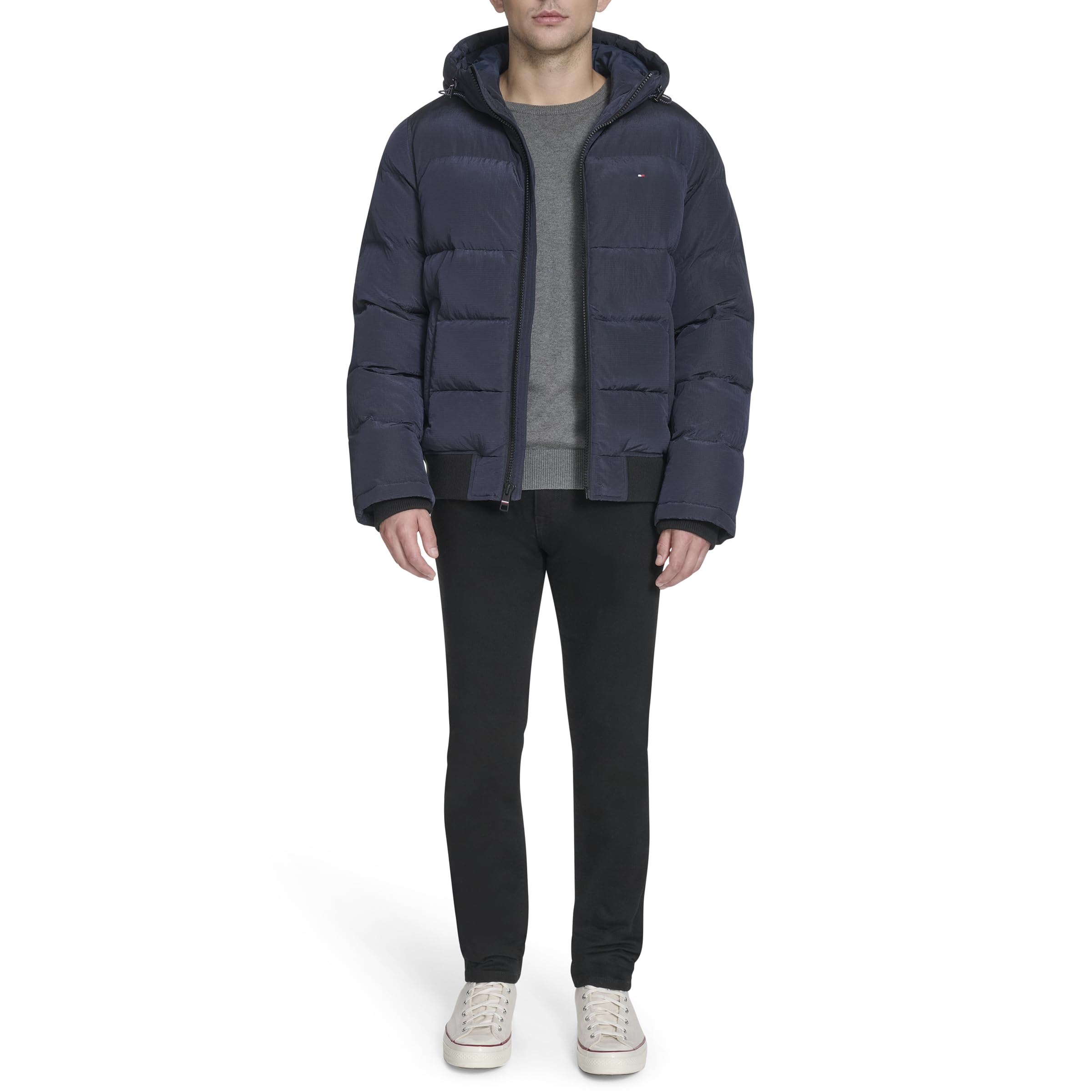 Tommy Hilfiger Herren Schnorcheljacke mit Kapuze, Marineblau, Größe XXL – Ansicht 2